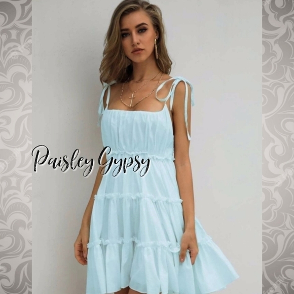 Spaghetti Strap Tiered High Waist Sun Dress - Picture 3 of 6